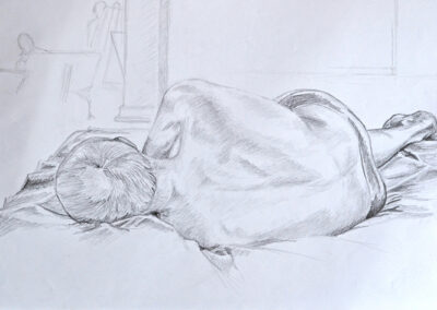 Life Drawing, Man lying down - Pencil on A1 paper